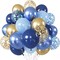 Blue and Gold Balloons, 60Pcs 12Inch Navy Pearl Blue Party Balloons with Metallic Gold Blue Helium Balloon Blue Gold Confetti Latex Balloons Set for Boys Birthday Baby Shower Christening Decorations